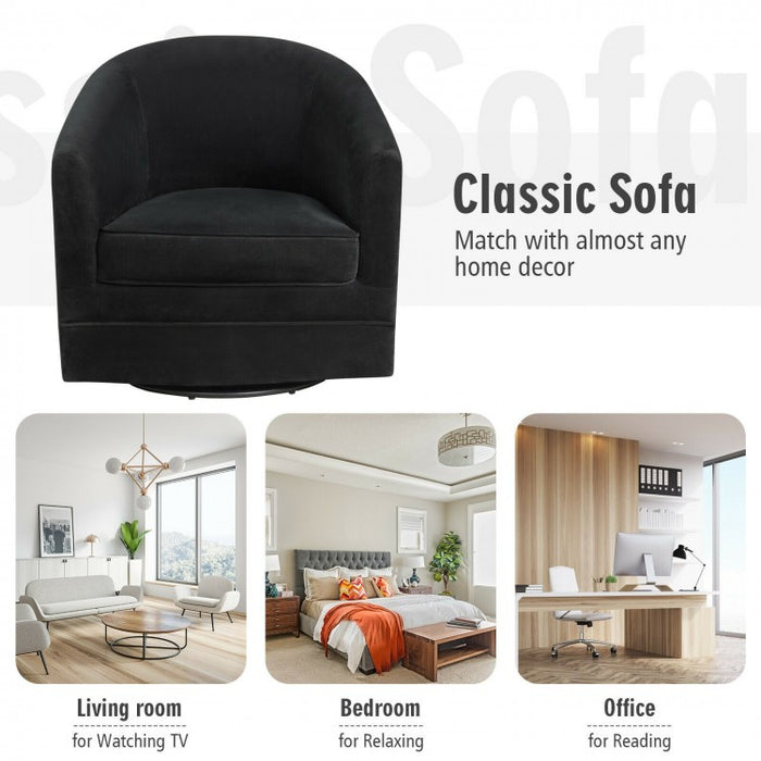 Costway Black Modern Swivel Chairs for Living Room - 360° Rotating Armchair
