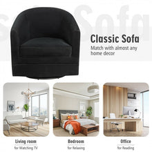 Charger l&#39;image dans la galerie, Costway Black Modern Swivel Chairs for Living Room - 360° Rotating Armchair
