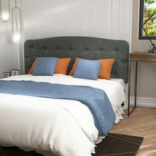 Load image into Gallery viewer, Full-Size Grey Minimalist Linen Button-Tufted Upholstered Headboard
