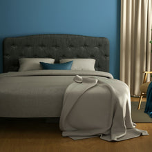 Load image into Gallery viewer, Full-Size Grey Minimalist Linen Button-Tufted Upholstered Headboard
