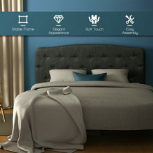 Load image into Gallery viewer, Full-Size Grey Minimalist Linen Button-Tufted Upholstered Headboard

