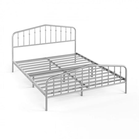 Silver Metal Platform Bed Frame with Non-Slip Feet Pads