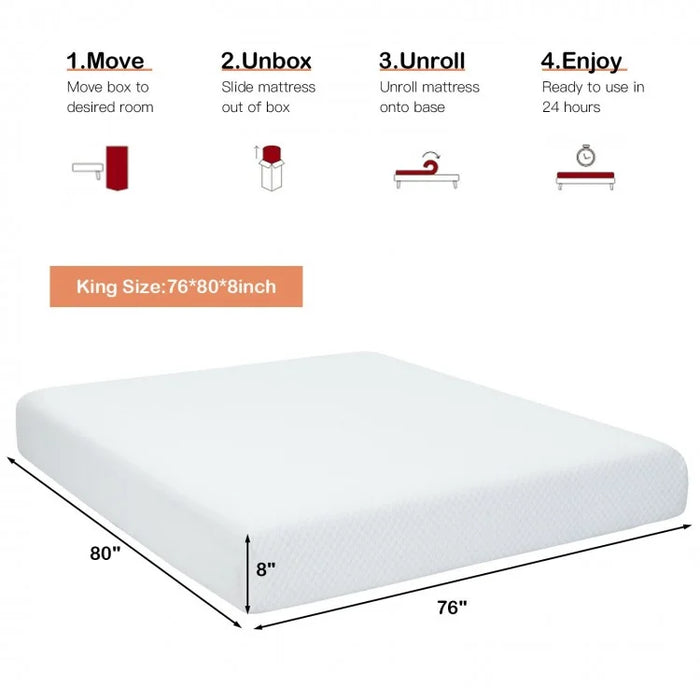 White Portable 8-Inch Foam Mattress