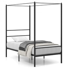 Load image into Gallery viewer, Black Modern Minimalist Metal Bed Frame with Canopy for Bedroom
