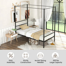 Load image into Gallery viewer, Black Modern Minimalist Metal Bed Frame with Canopy for Bedroom

