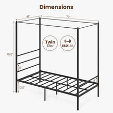 Load image into Gallery viewer, Black Modern Minimalist Metal Bed Frame with Canopy for Bedroom
