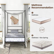 Load image into Gallery viewer, Black Modern Minimalist Metal Bed Frame with Canopy for Bedroom
