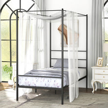 Load image into Gallery viewer, Black Modern Minimalist Metal Bed Frame with Canopy for Bedroom
