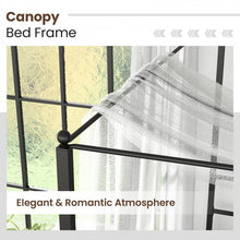 Load image into Gallery viewer, Black Modern Minimalist Metal Bed Frame with Canopy for Bedroom
