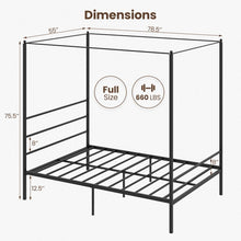 Load image into Gallery viewer, Black Modern Minimalist Metal Bed Frame with Canopy for Bedroom
