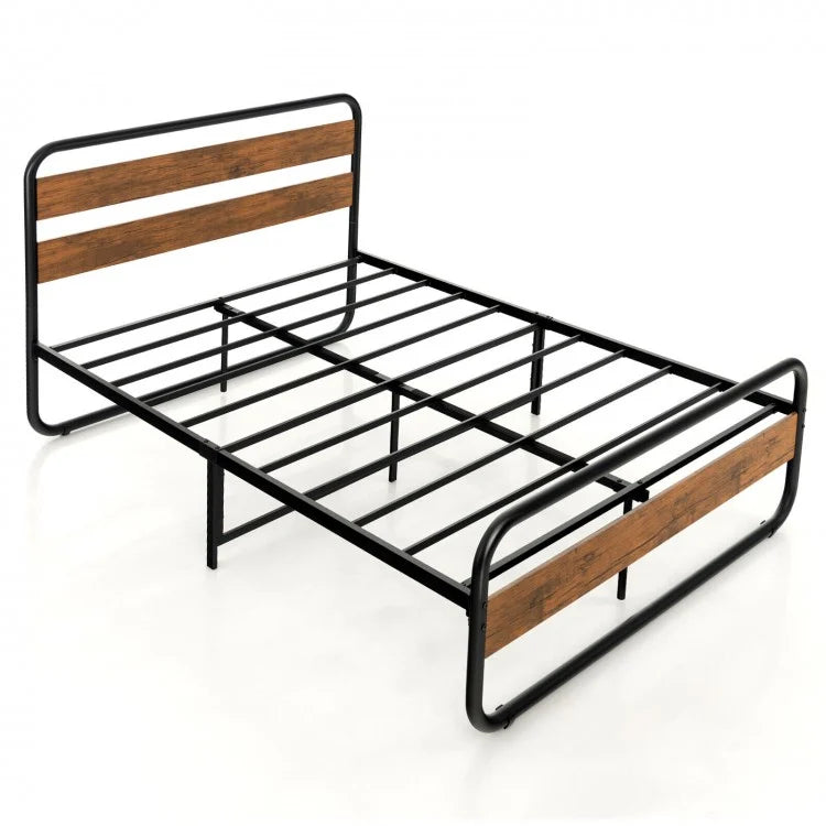 Curved High Headboard Metal Bed Frame