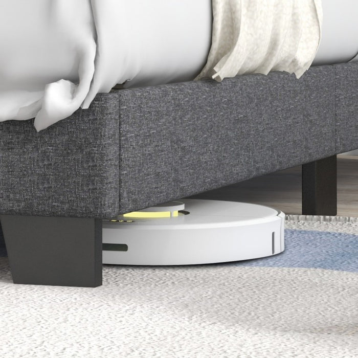 Modern Minimalist Gray Upholstered Headboard Bed Frame