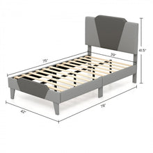 Load image into Gallery viewer, Gray Velvet Upholstered Headboard Bed Frame with Soft Padded Mattress
