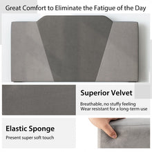 Load image into Gallery viewer, Gray Velvet Upholstered Headboard Bed Frame with Soft Padded Mattress
