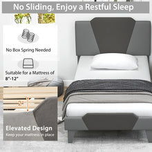 Load image into Gallery viewer, Gray Velvet Upholstered Headboard Bed Frame with Soft Padded Mattress
