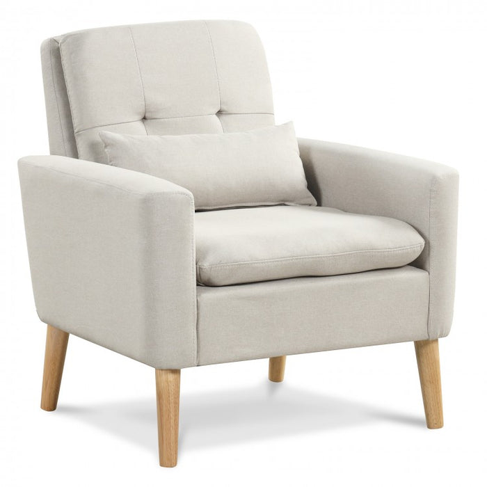 Modern Minimalist Comfortable Armchair with Lumbar Pillow
