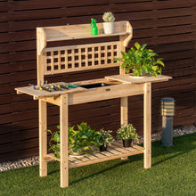 Load image into Gallery viewer, Outdoor Garden Wooden Sliding Top Plant Potting Bench
