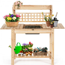 Load image into Gallery viewer, Outdoor Garden Wooden Sliding Top Plant Potting Bench
