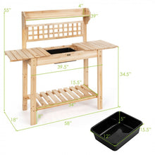 Load image into Gallery viewer, Outdoor Garden Wooden Sliding Top Plant Potting Bench
