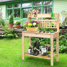 Load image into Gallery viewer, Outdoor Garden Wooden Sliding Top Plant Potting Bench
