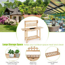 Load image into Gallery viewer, Outdoor Garden Wooden Sliding Top Plant Potting Bench
