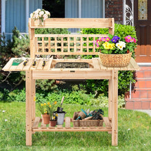 Load image into Gallery viewer, Outdoor Garden Wooden Sliding Top Plant Potting Bench
