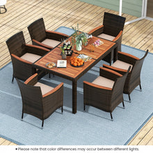 Load image into Gallery viewer, 7-Piece Outdoor Modern Wicker Table and Chair Dining Set with Cushions
