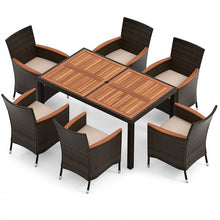Load image into Gallery viewer, 7-Piece Outdoor Modern Wicker Table and Chair Dining Set with Cushions
