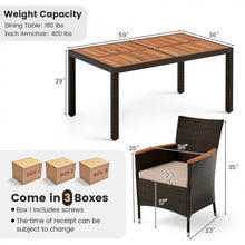 Load image into Gallery viewer, 7-Piece Outdoor Modern Wicker Table and Chair Dining Set with Cushions
