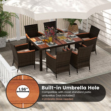 Load image into Gallery viewer, 7-Piece Outdoor Modern Wicker Table and Chair Dining Set with Cushions
