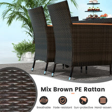 Load image into Gallery viewer, 7-Piece Outdoor Modern Wicker Table and Chair Dining Set with Cushions
