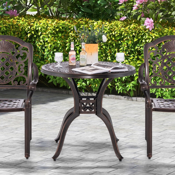 Costway Outdoor Round Dining Table with Umbrella Hole - Suitable for Courtyard, Backyard, and Garden