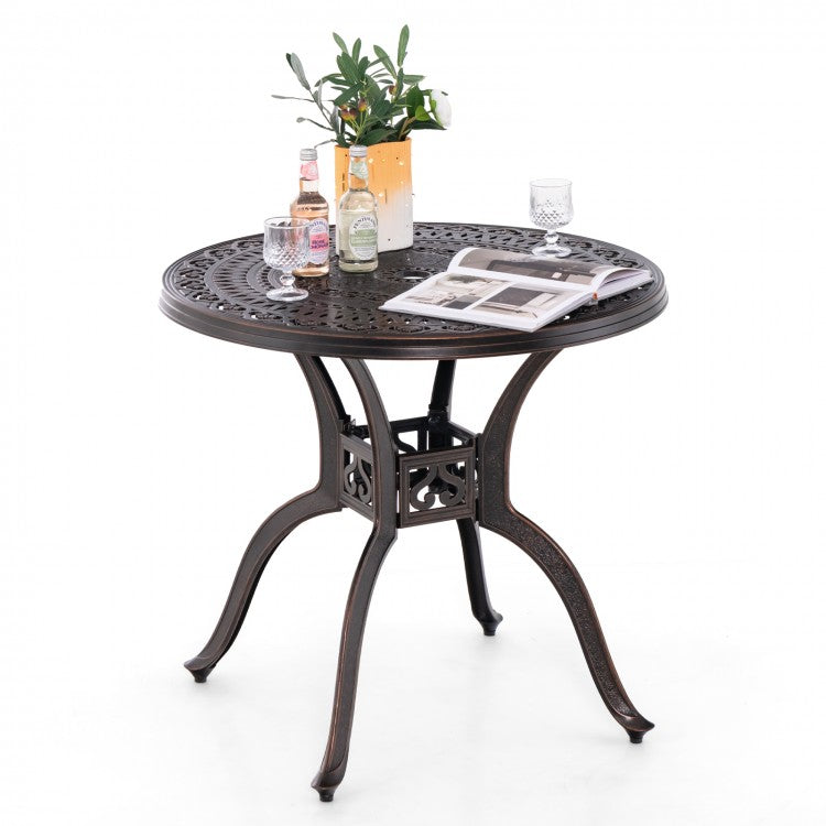 Costway Outdoor Round Dining Table with Umbrella Hole - Suitable for Courtyard, Backyard, and Garden