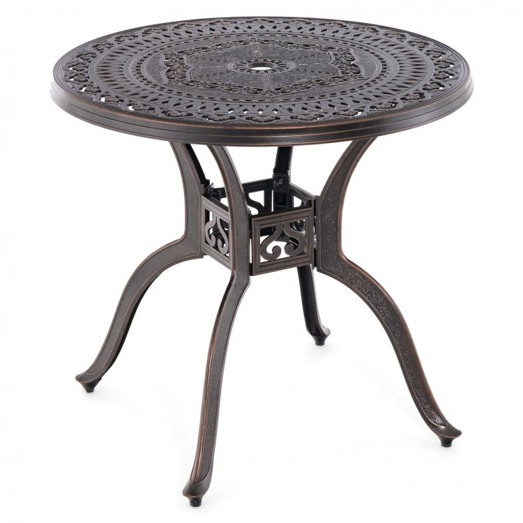 Costway Outdoor Round Dining Table with Umbrella Hole - Suitable for Courtyard, Backyard, and Garden