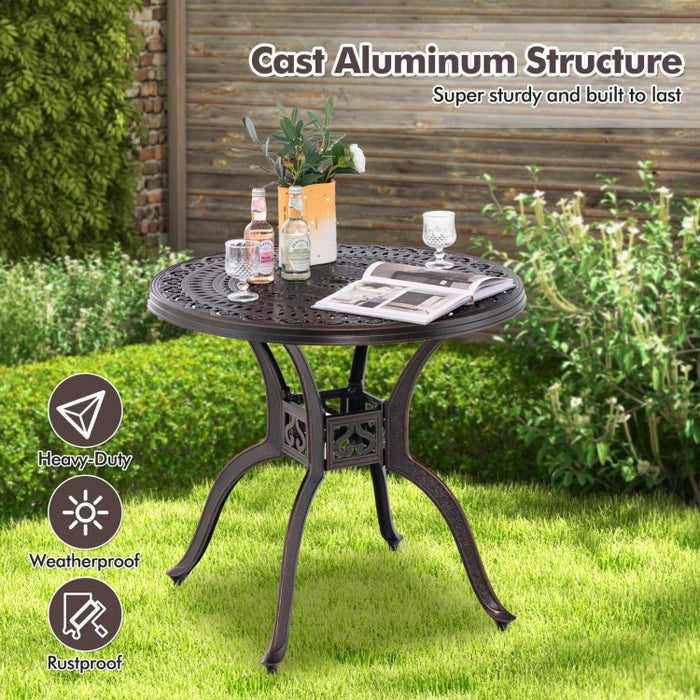 Costway Outdoor Round Dining Table with Umbrella Hole - Suitable for Courtyard, Backyard, and Garden