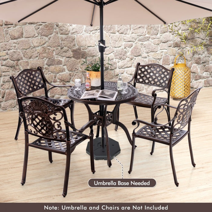 Costway Outdoor Round Dining Table with Umbrella Hole - Suitable for Courtyard, Backyard, and Garden