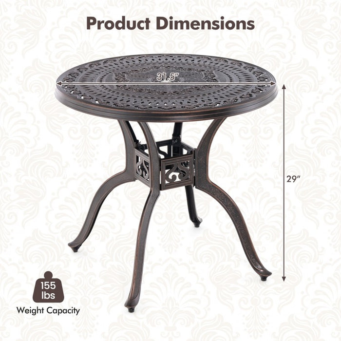 Costway Outdoor Round Dining Table with Umbrella Hole - Suitable for Courtyard, Backyard, and Garden