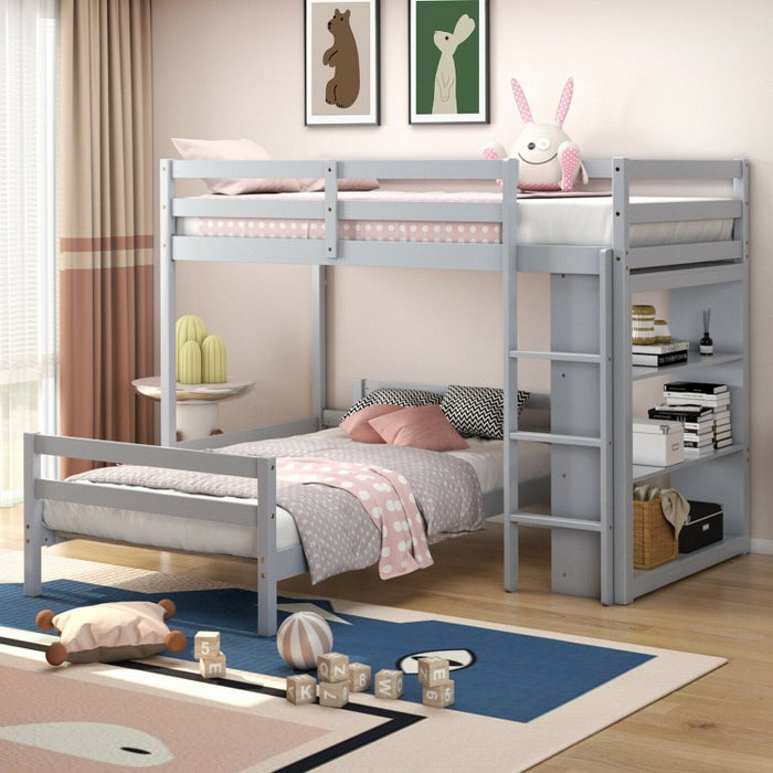 Costway Bunk Bed with 3-Tier Shelving Loft Style