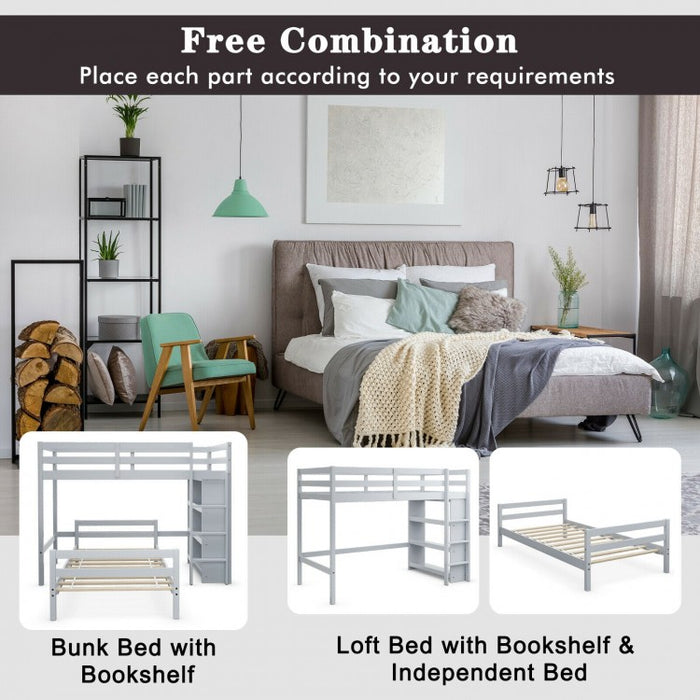 Costway Bunk Bed with 3-Tier Shelving Loft Style