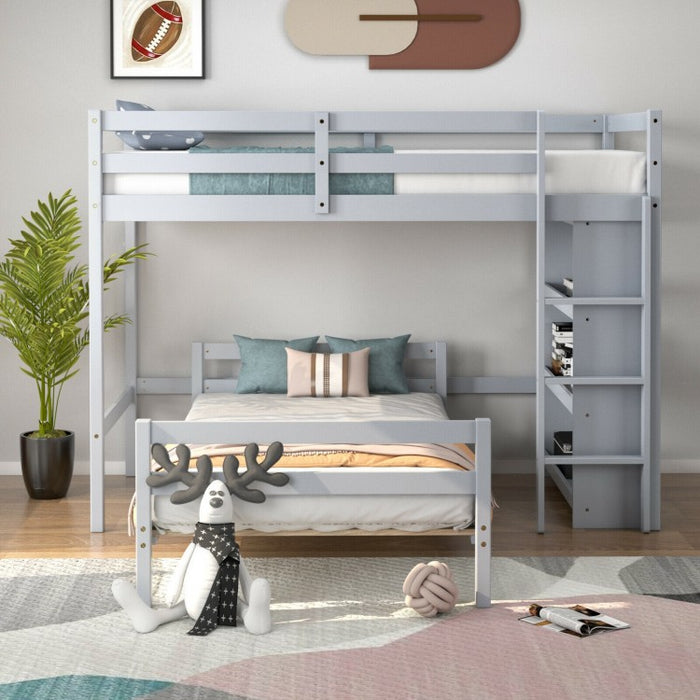 Costway Bunk Bed with 3-Tier Shelving Loft Style