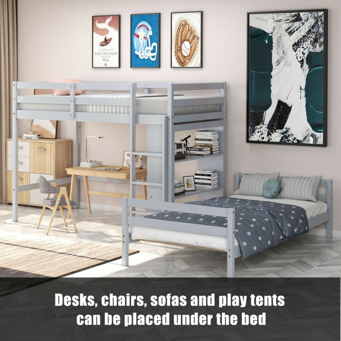 Costway Bunk Bed with 3-Tier Shelving Loft Style