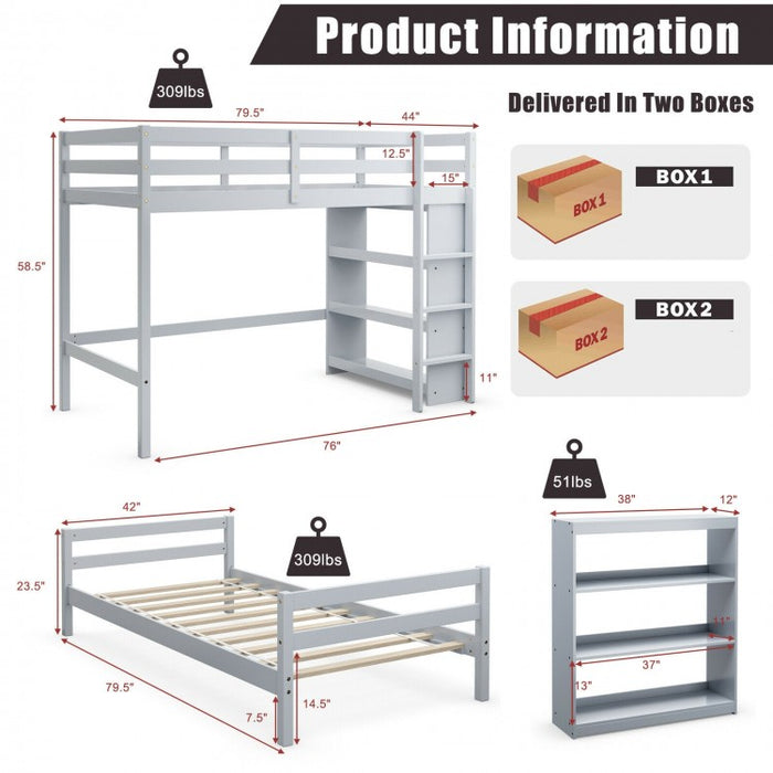 Costway Bunk Bed with 3-Tier Shelving Loft Style