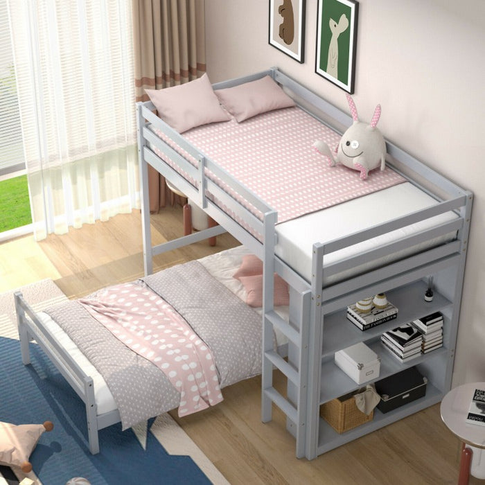 Costway Bunk Bed with 3-Tier Shelving Loft Style