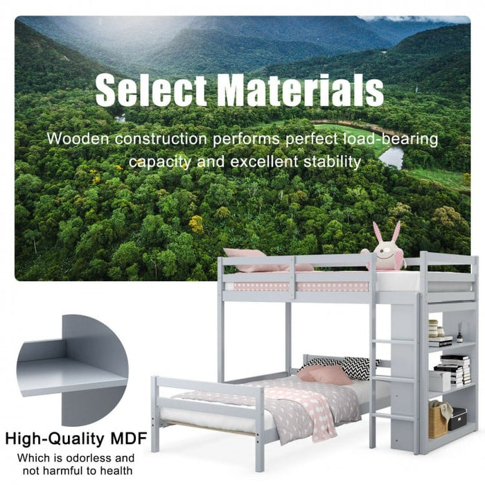 Costway Bunk Bed with 3-Tier Shelving Loft Style