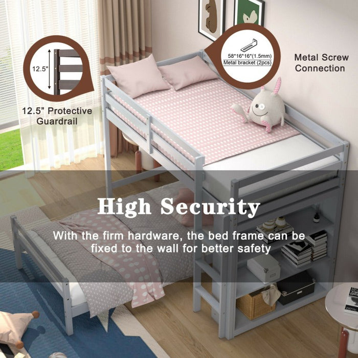 Costway Bunk Bed with 3-Tier Shelving Loft Style