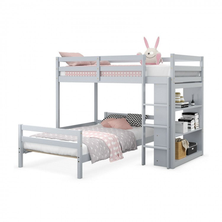 Costway Bunk Bed with 3-Tier Shelving Loft Style
