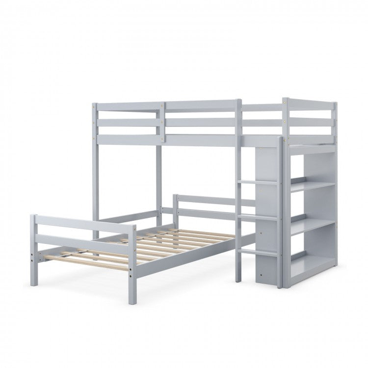 Costway Bunk Bed with 3-Tier Shelving Loft Style