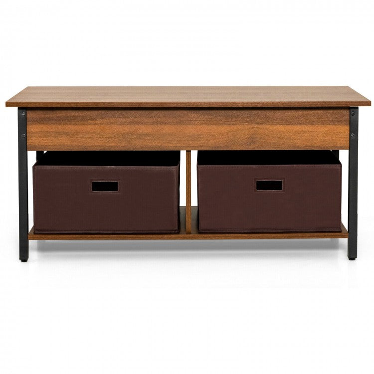 Industrial Style Lift-Top Coffee Table with Hidden Compartment - Suitable for Living Room, Study, and Office