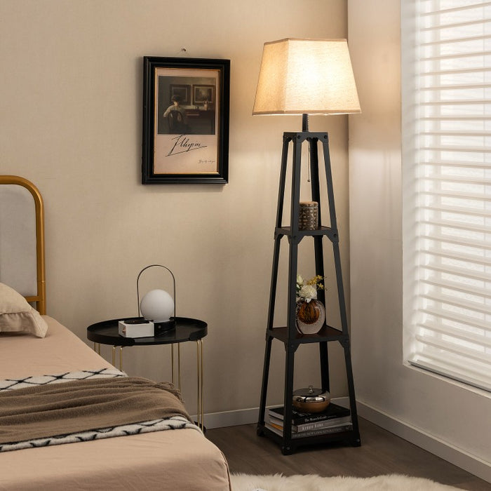 Modern Triangular 3-Tier Illuminated Storage Floor Lamp