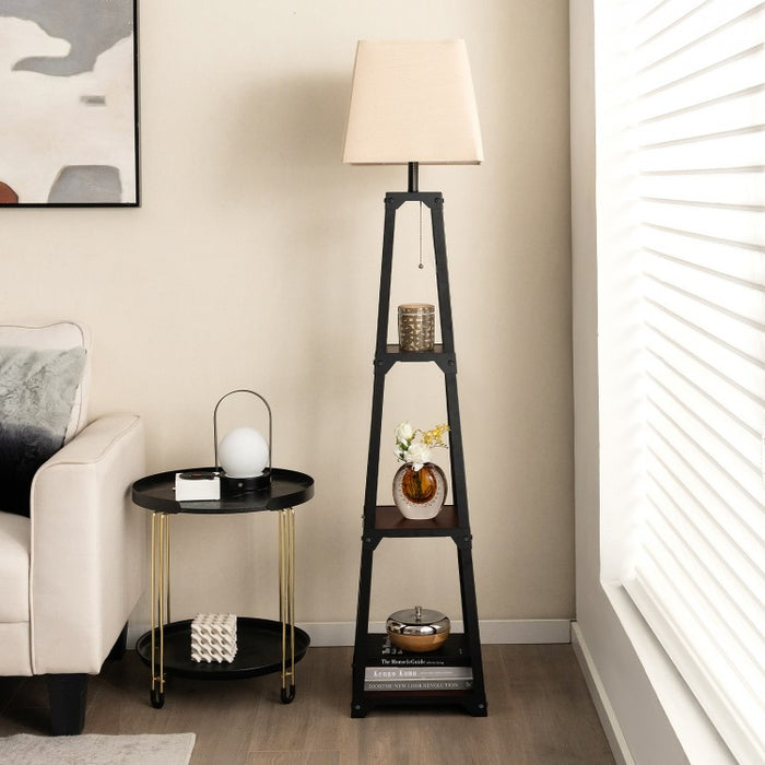 Modern Triangular 3-Tier Illuminated Storage Floor Lamp
